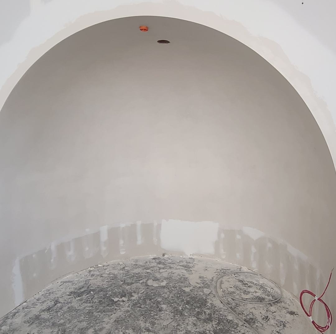 Finished and taped arched alcove ready for paint
